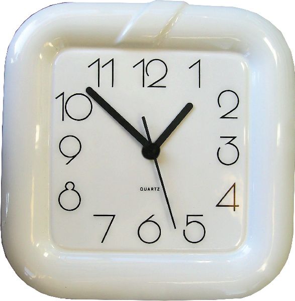 EVIT Uhren: Keramik Wanduhr quadratisch weiß, moderne dünne Ziffer